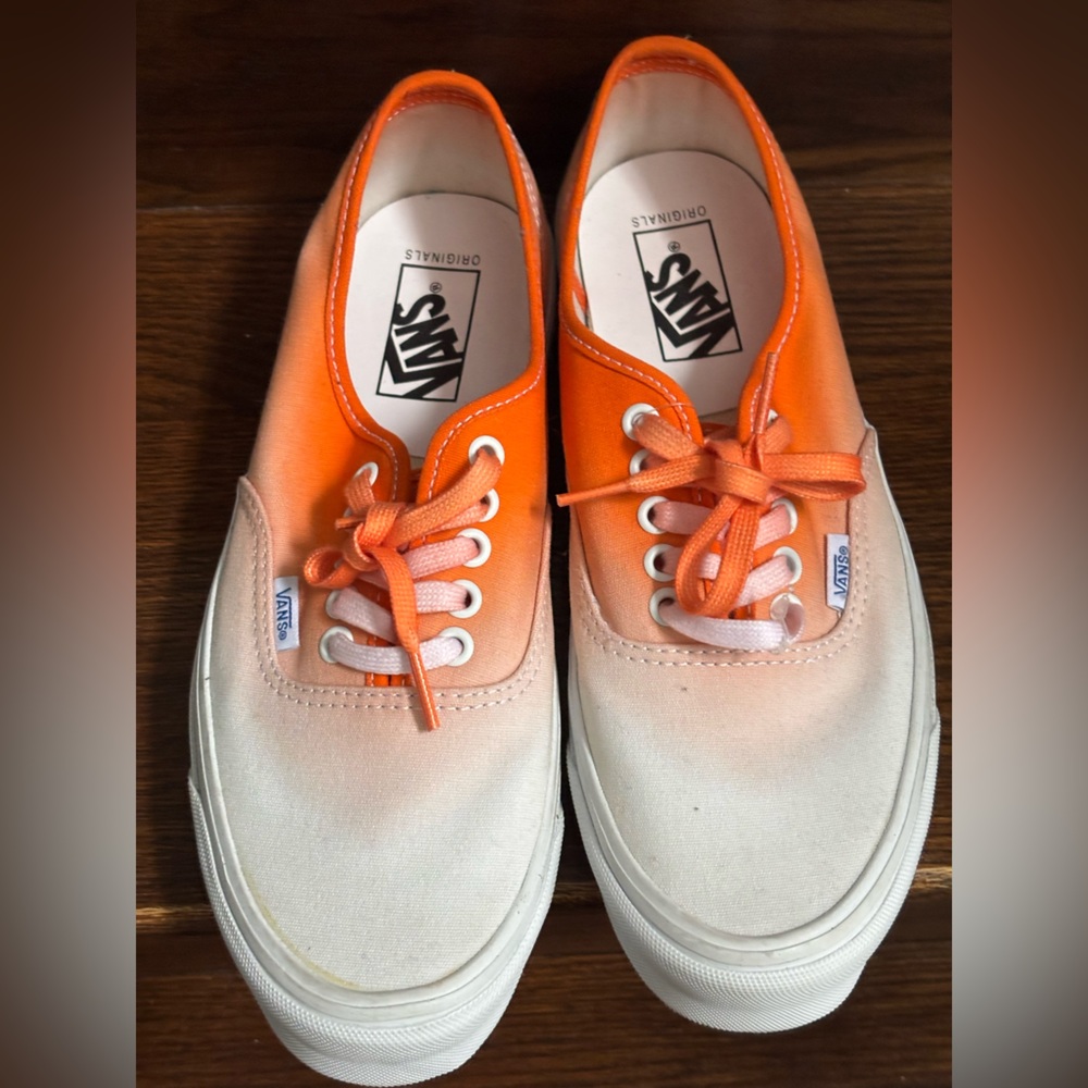 Vans Off The Wall OG Authentic LX Dip Dye Orange White Size 10/8.5 New Unique